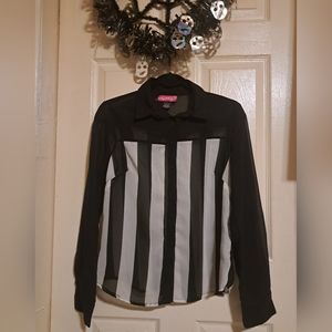 Sheer black and white blouse